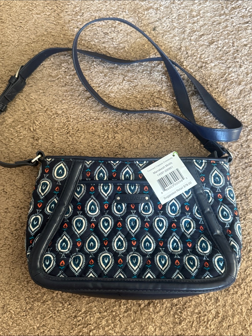 Vera Bradley Trimmed Trapeze Crossbody in Marrakesh Motifs Pattern - NWT